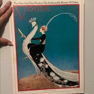 Vogue Cover Lady on Peacock November 1911 (circa 1975)